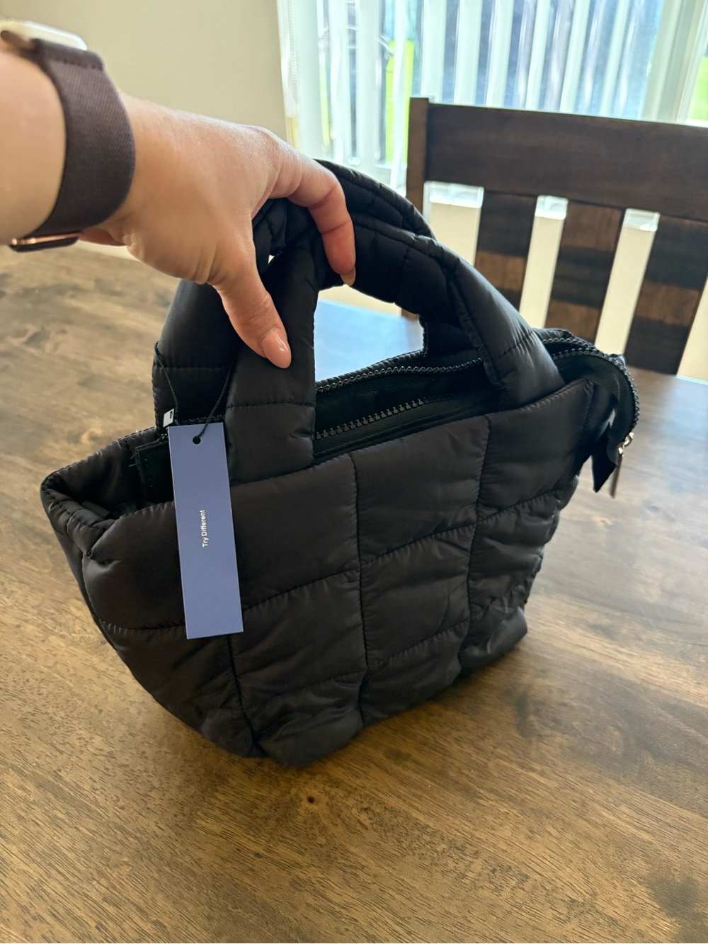 NWT Black Quilted Mini Puffer Bag - Picture 12 of 12